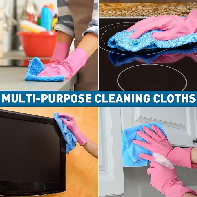 TEAWOO Blue Microfiber Towels Bulk-400 Pack, Cleaning Cloths Bulk - Image 5