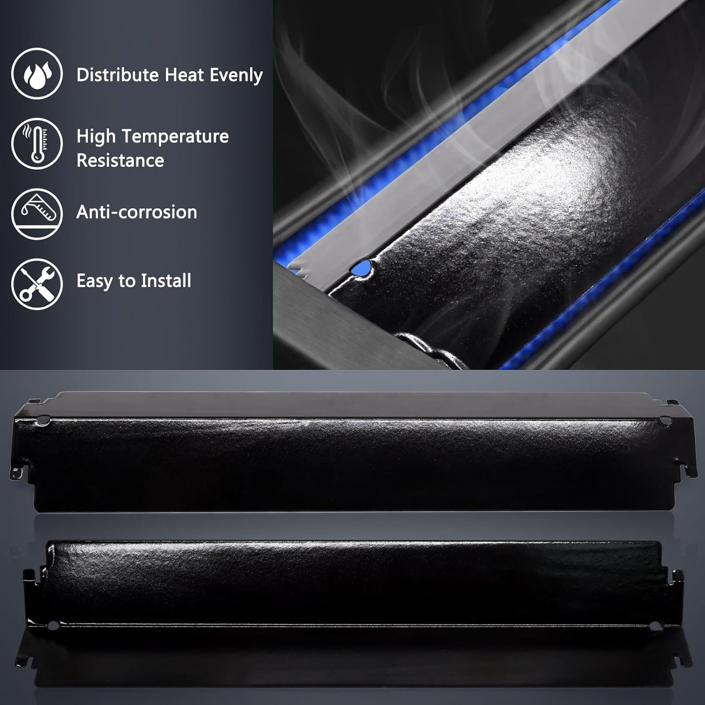 Hiorucet Grill Grate Kits for Charbroil 463268007, 463268008, 463268606, 463268706, 463248108, Cooking Grates, Heat Plate Shields, Burner Tubes and Carryover Tube for Charbroil Grill Replacement Parts