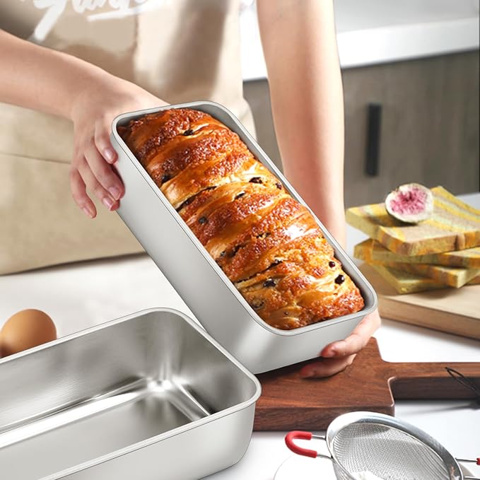 E-far Bread Pans for Homemade Bread, 14 Pack 9 x5 Inch Stainless Steel Loaf Pans, Rectangle Metal Bakeware for Baking Banana Loaf Meatloaf Brownies, Healthy & Non Toxic, Easy Release & Dishwasher Safe - Image 6