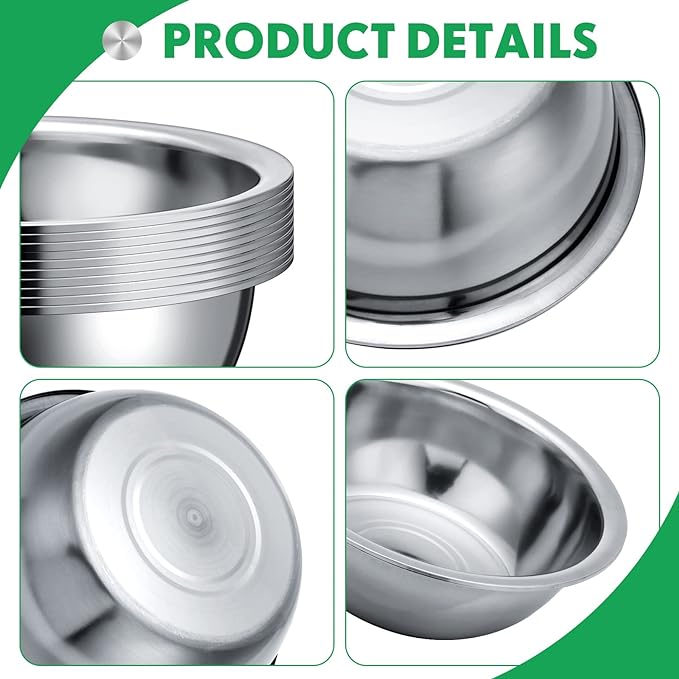 Pinkunn Stainless Steel Mixing Bowls Set, 11 x 3.54 Inch, 12 Pcs - Image 3
