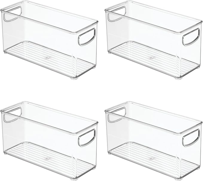 iDesign Slim Clear Plastic Stackable Storage Bin, Tall Narrow, 4-Pack | Kitchen or Pantry Organizer - Image 9