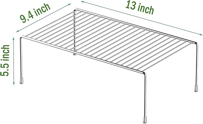 Redrubbit 2 Pack Medium (13 x 9. 4 Inch) Cabinet Storage Shelf Rack, Rustproof Kitchen Counter and Cabinet Shelf, Storage Rack Organizer for Kitchen, Fridge, Cabinet, Bathroom, Chrome - Image 3