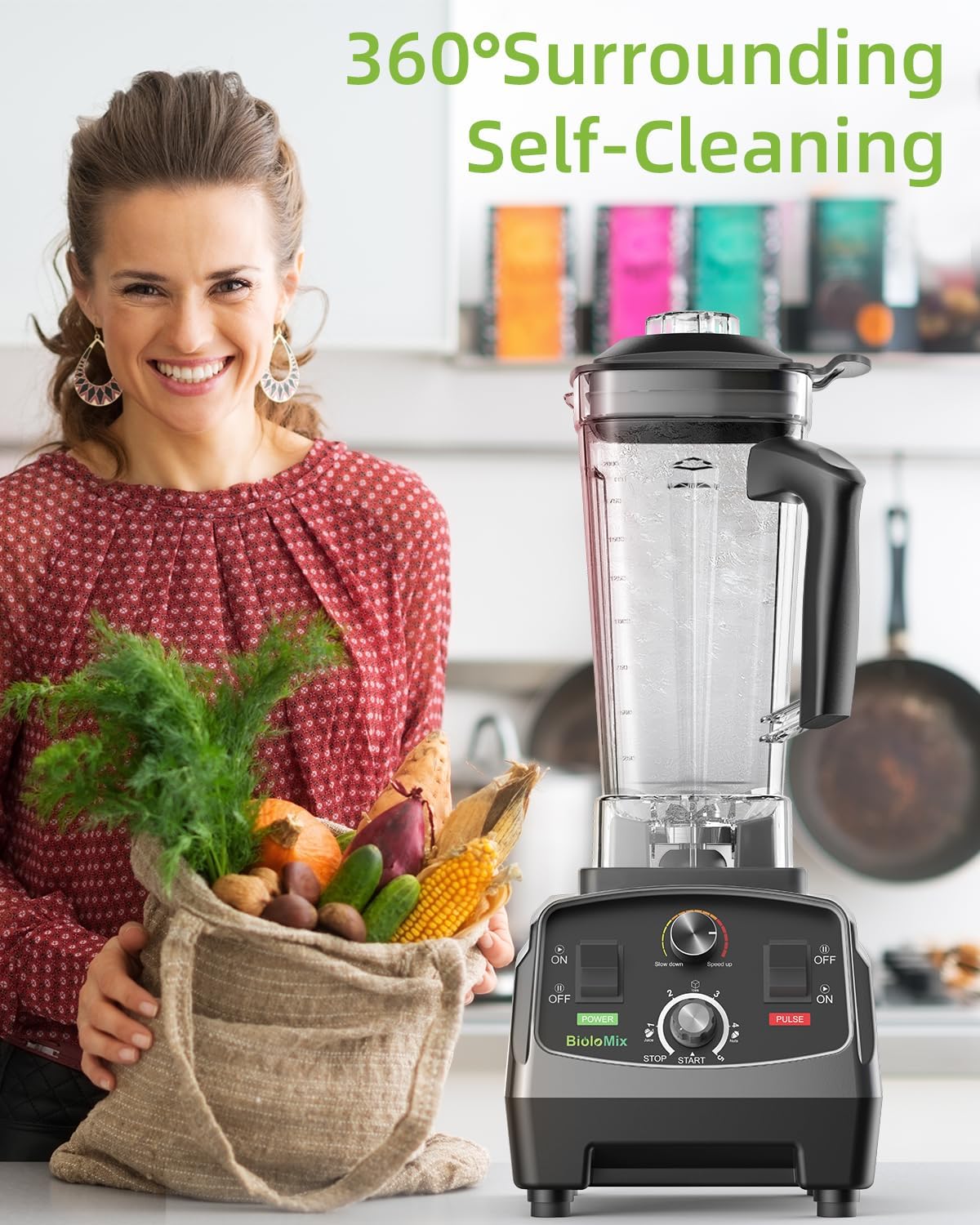 BioloMix Professional Blender,Smoothie Blender,Blender for Kitchen with 2200 Watt Motor,68 Oz Large Capacity, High Speed Blender for Shakes, Smoothies, Ice Crushing, Frozen Fruits (with Extra Parts)