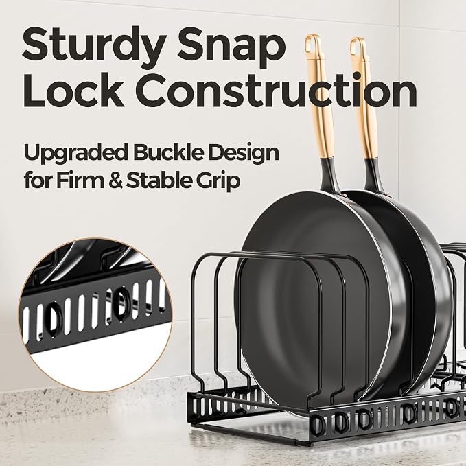 MUDEELA Expandable Cutting Board Organizer Pot Lids Rack 15 Dividers 2-Pack - Image 5