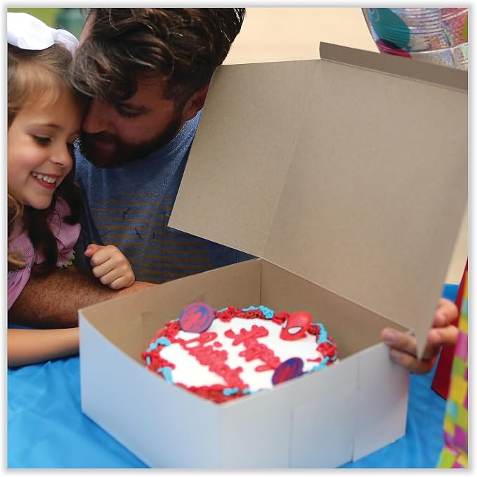 SCT White One-Piece Non-Window Bakery Boxes, Standard, 12 x 12 x 6, White/Kraft, Paper, 50/Bundle - Image 4