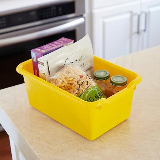ECR4Kids Scoop Front Storage Bins, Multipurpose Organization, Yellow, 10-Piece | Durable plastic, GREENGUARD Gold Certified, 1.2 gallon capacity, lightweight & nestable, built-in handle, classroom/home use - Image 7