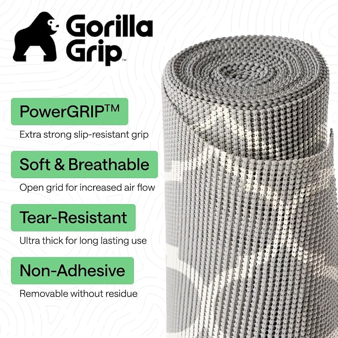 GORILLA GRIP powerGRIP Drawer Shelf and Cabinet Liner, 17.5" x30', Gray - Image 2