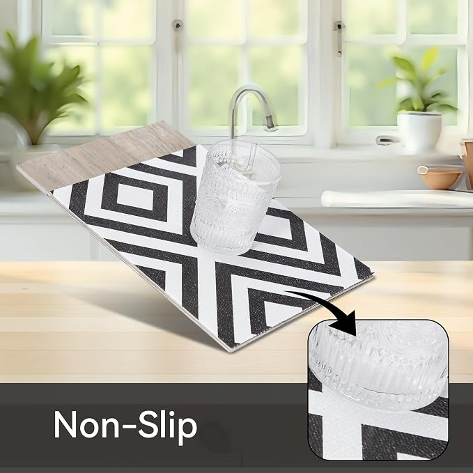 FIFTY FEET 12"x120" Non-Adhesive Shelf Liner for Kitchen Cabinets and Drawers, Washable Non-Slip PVC Cabinet Liner (Black Plaid)(10 Roll) - Image 2