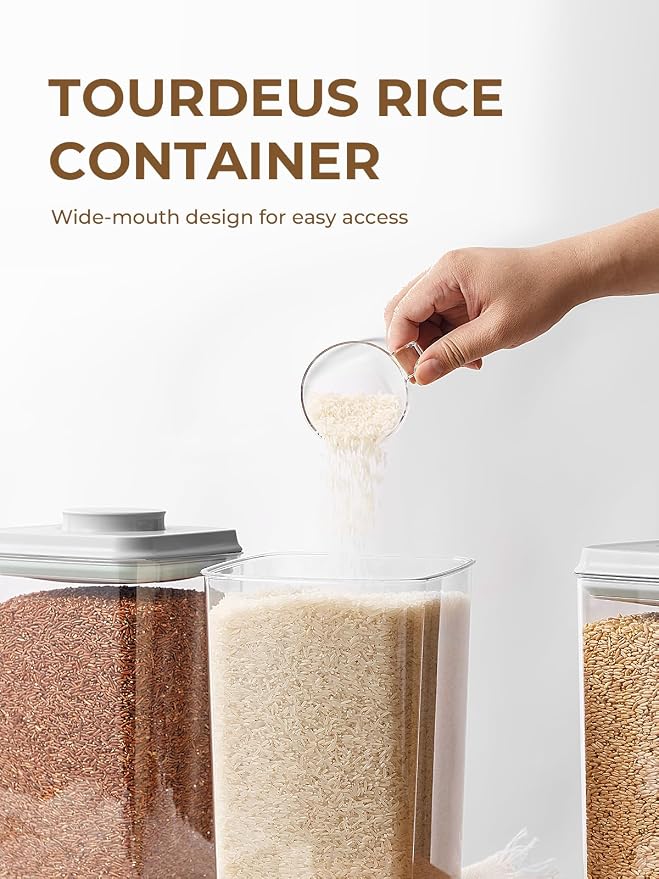 4.22Qt Airtight Food Storage Containers with Pop Lids, Set of 2 Pantry Jars | Large Clear Canisters for Flour, Sugar, Cereal, Oats, Rice and Bulk Dry Goods, Stackable for Cabinets and Baking Stations - Image 5
