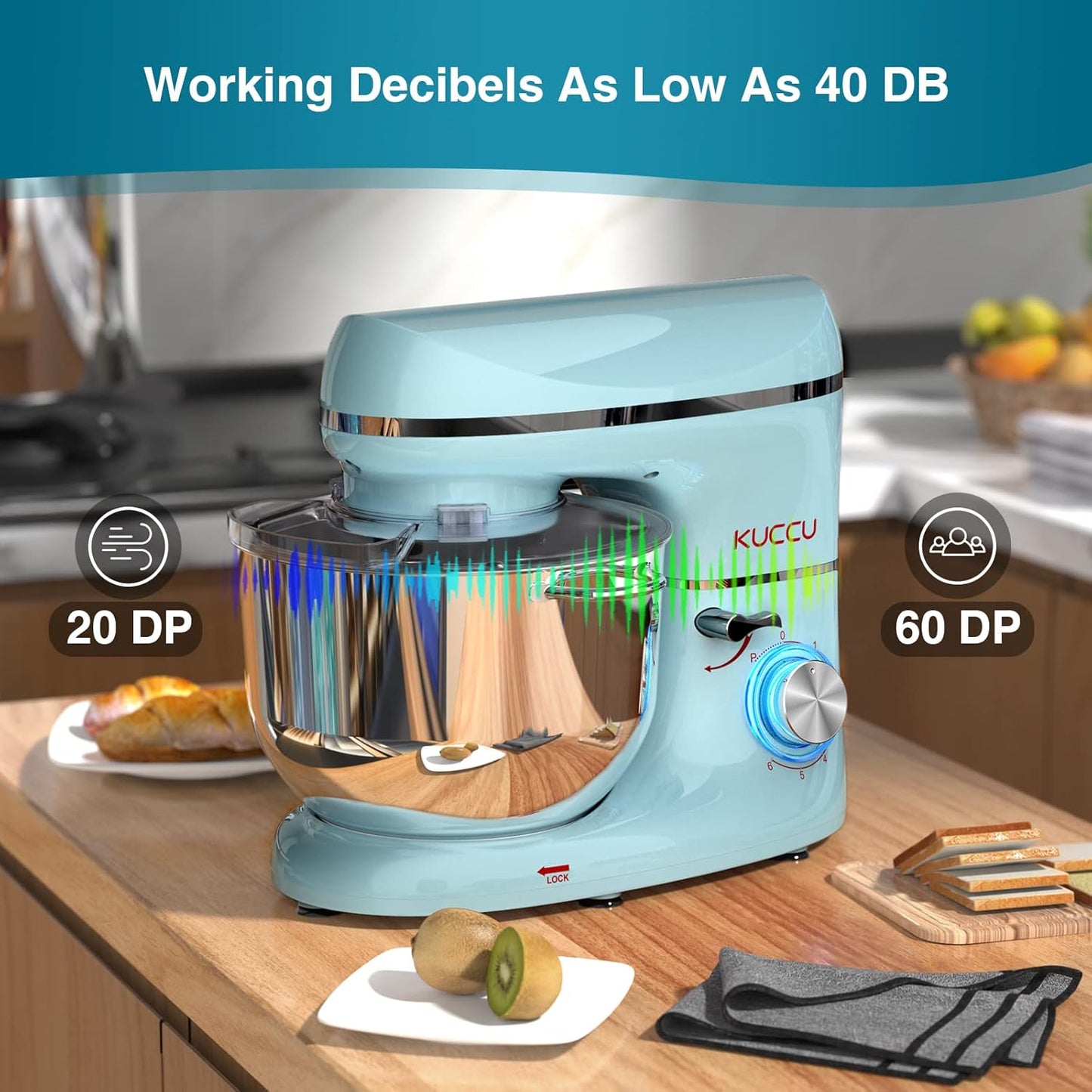 Stand Mixer, 6.5 Qt 660W, 6-Speed Tilt-Head Food Dough Mixer, Kitchen Electric Mixer with Stainless Steel Bowl,Dough Hook,Whisk, Beater, Egg white separator (6.5-QT, Blue)