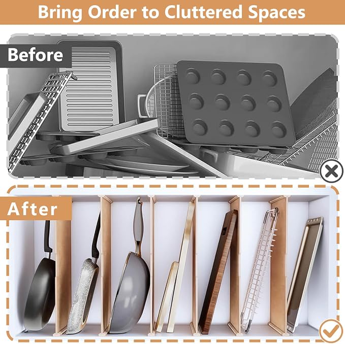 Celestite Wooden Baking Sheet Organizer for Cabinet, Baking Tray Organizer, Cookie Sheet Organizer for Cabinet Kitchen Storage Organization Accessories - Image 5
