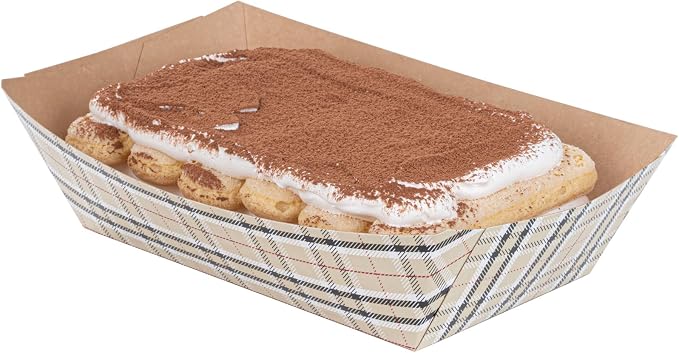Restaurantware-Bio Tek 2 Pound Food Trays, 50 Disposable Paper Food Trays - Heavy-Duty, Greaseproof, Plaid Paper Boats, For Snacks, Appetizers, Or Treats, Use At Parties Or Carnivals - Image 7