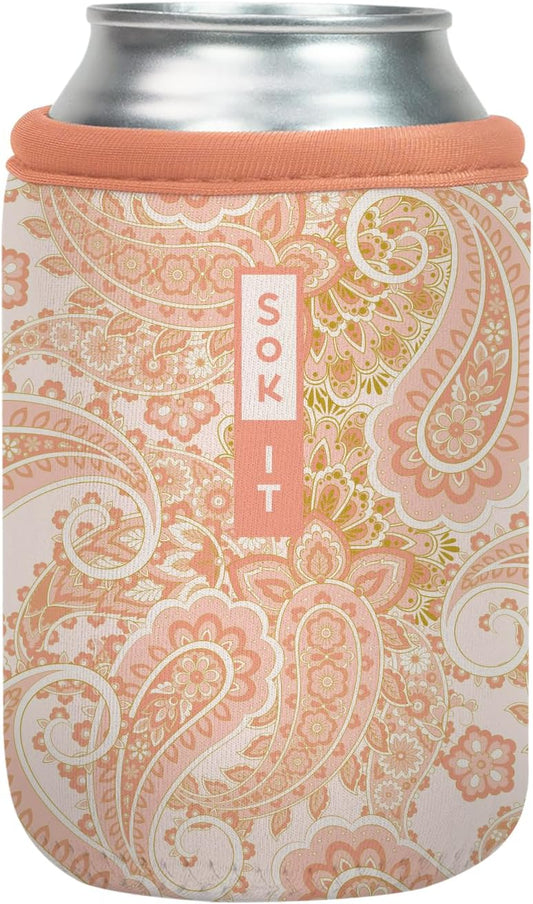 Sok It CanSok Sleeve for Beer & Soda Insulated Neoprene Cover (Paisley Dreams, 12oz Can Sleeve)