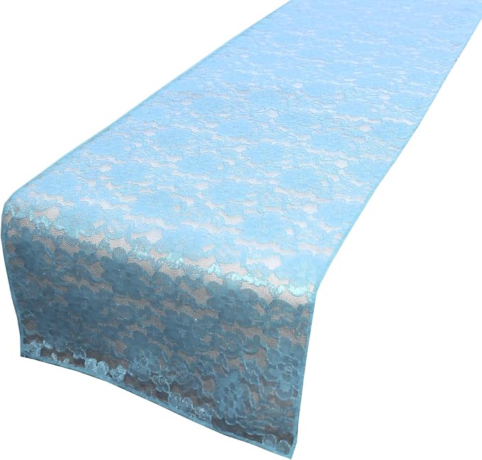 Zen Creative Designs 10 Pack Floral Lace Table Runner Sheer Lace Event Party Wedding Table Decor (12" by 108", Baby Blue) by ZenCreativeDesigns