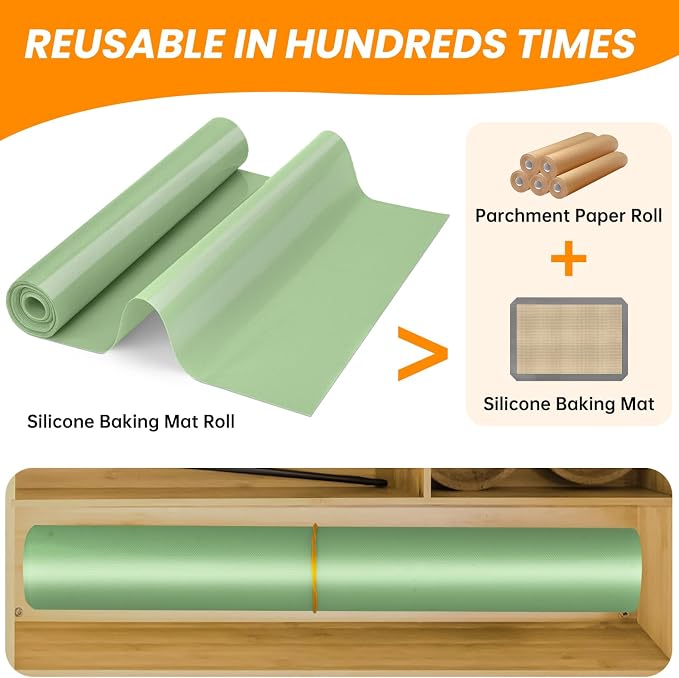 Silicone Baking Mat Roll - Best German Silicone - Heat Resistant Baking Macaron Bread Mat, Non-stick Pastry Mat, Reusable Dough Rolling Mat - Image 6