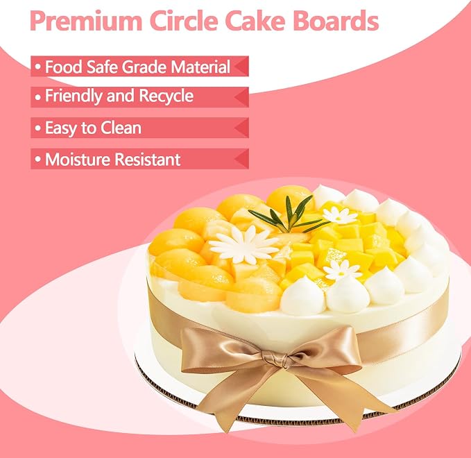 50PCS Cake Board Circle 10 Inch,2mm Card Drums Plate Bases,Food Grade & Oil-Resistant,For Cake Display Baking Party Birthday Wedding Pizza - Image 4