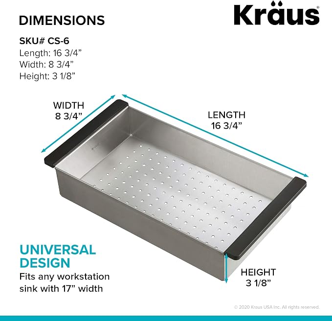 KRAUS Stainless Steel 16.75 in Workstation Sink Colander CS-6 - Image 10