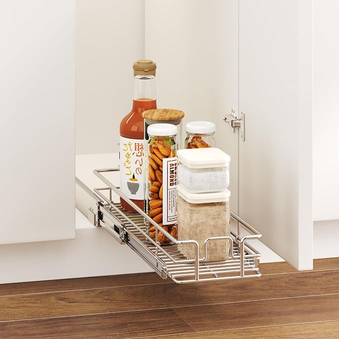 LOVMOR Pull Out Cabinet Organizer 5½" W x 21½" D, Kitchen Cabinet Pull Out Shelves Slide Out Storage - Image 5