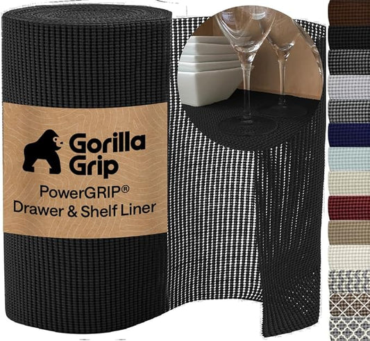GORILLA GRIP powerGRIP Drawer Shelf and Cabinet Liner, 24" x20', Black by Unknown