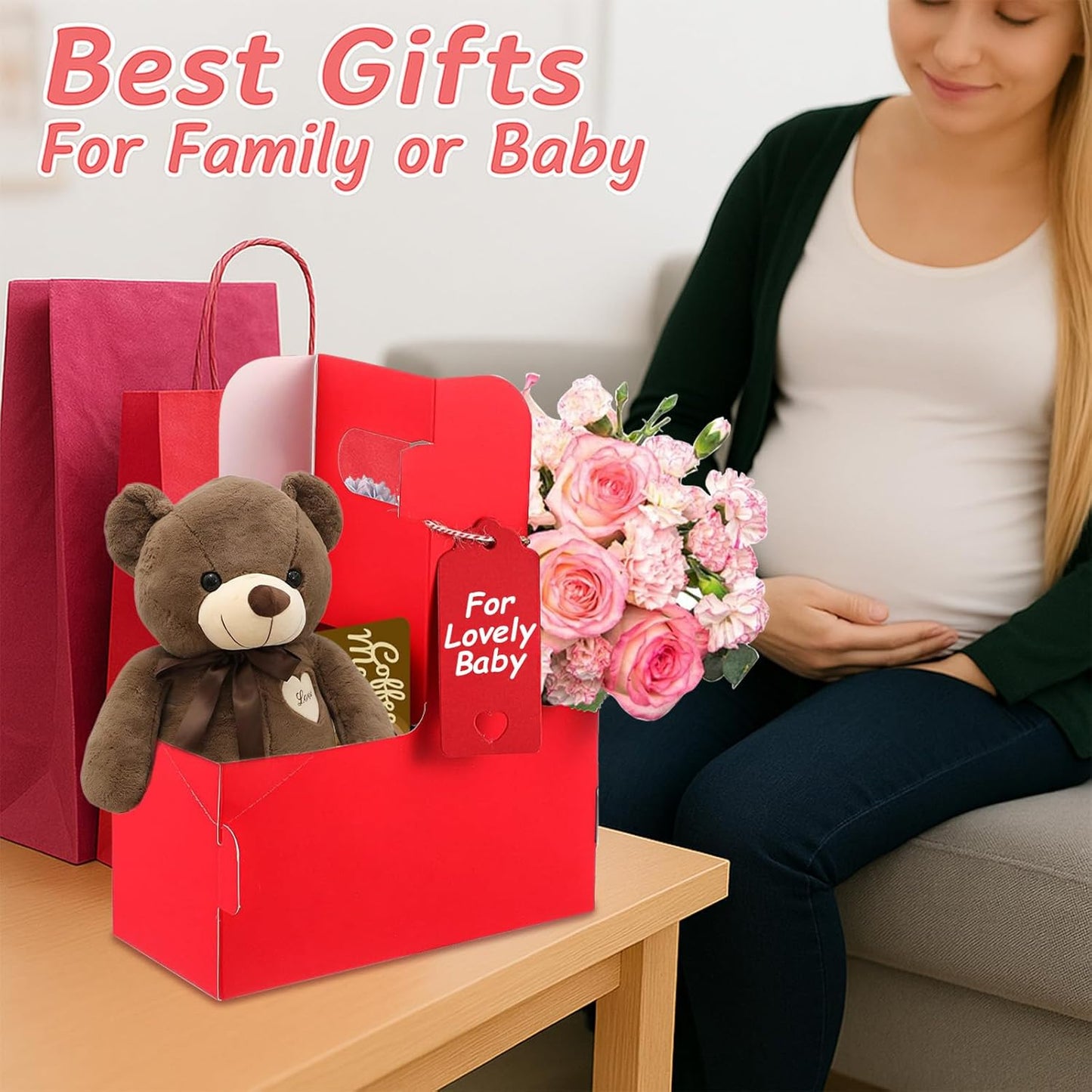 10 Pack 2 Cup Disposable Drink Carrier with Handle Paperboard Coffee Cup Holder Portable for Hot Cold Drinks Food Delivery Services with Heart Card for Teacher Appreciation Week Mother's Day