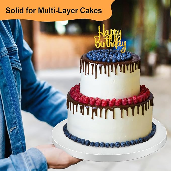 12 PCS Cake Drums 12 Inch Round, 1/2 Inch Thick Cake Boards, Food-Grade White Cardboard Cake Bases for Layer Cakes, Weddings, Birthdays & Bakery Use - Image 6