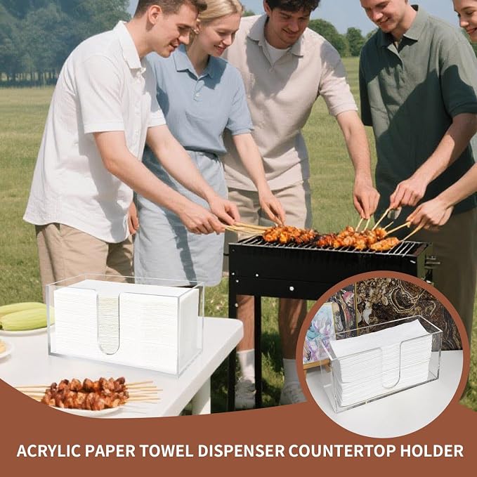 Acrylic Paper Towel Holder, 4 Pack Clear U-Shaped Countertop Dispenser Tray - Image 3