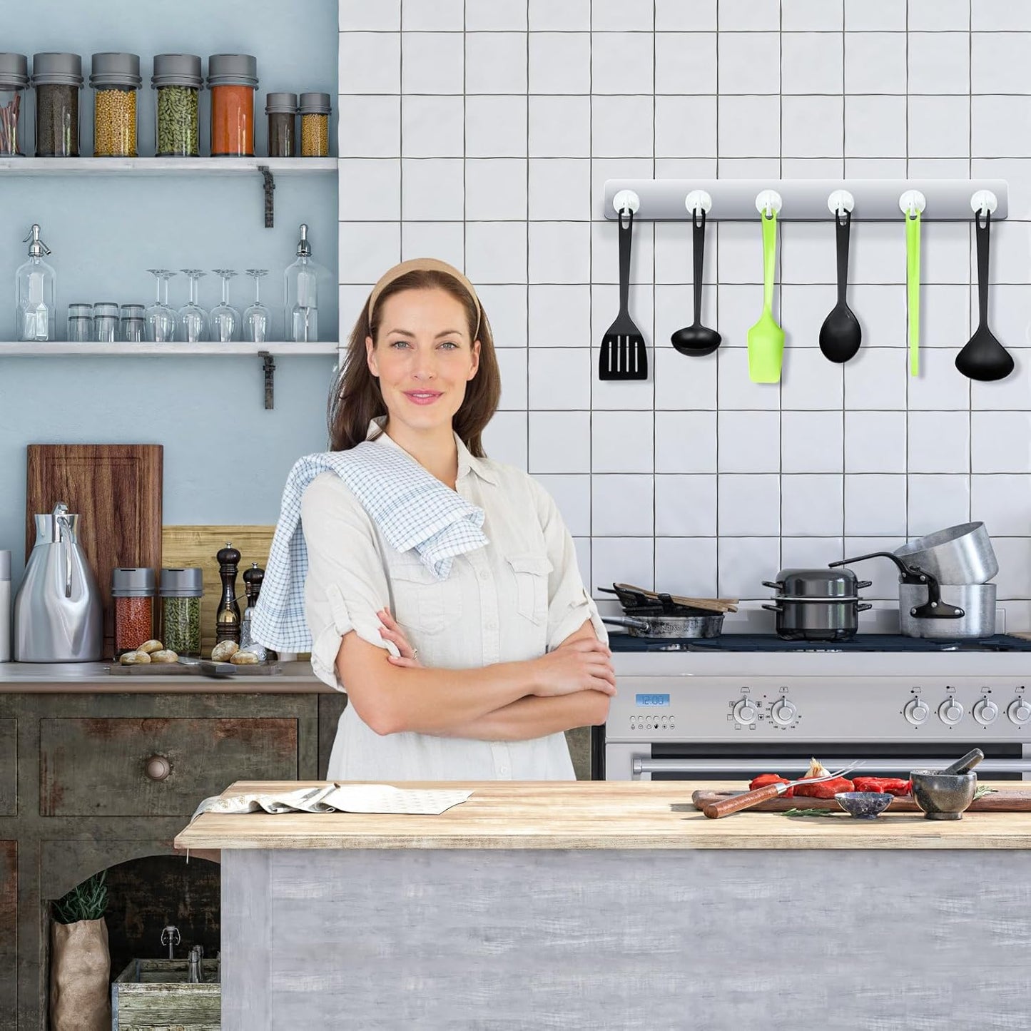 Neosmuk Magnetic Hooks,Heavy Duty Earth Magnets with Hook for Refrigerator, Extra Strong Cruise Hook for Hanging, Magnetic Hanger for Cabins, Grill (Creamy White, Pack of 10)