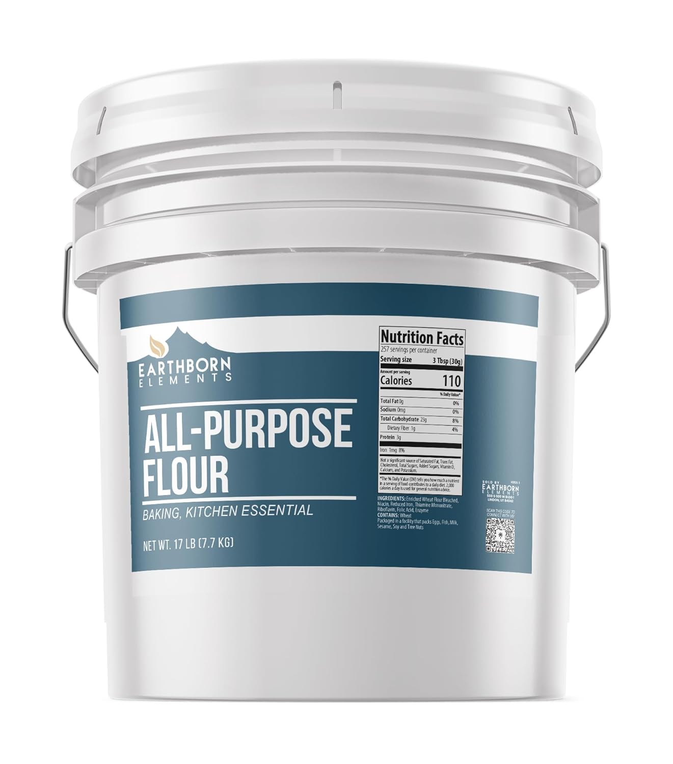 Earthborn Elements All-Purpose Flour, 3.5 Gallon Bucket, Bulk Size, Kitchen Essential, Baking & Cooking