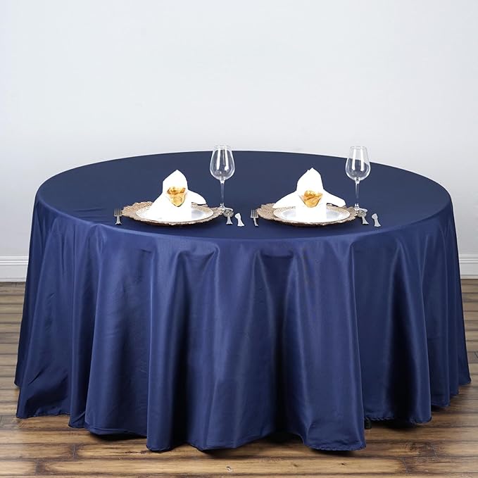 Balsa Circle 10 pcs 108 inch Navy Blue Round Washable Polyester Easy-Care Tablecloth for Indoor and Outdoor Bridal Shower Wedding Table Buffet Table Parties Events Kitchen Dining - Image 7