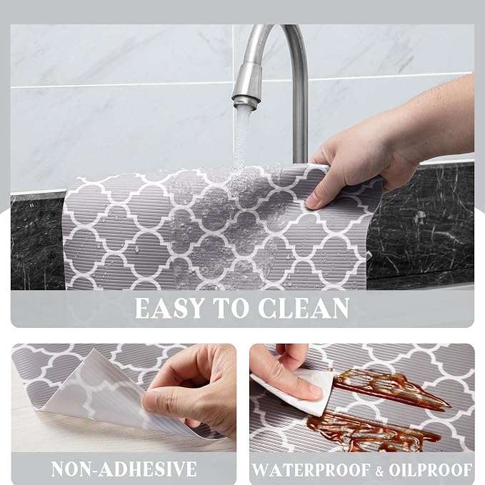 Glotoch Drawer Liner and Shelf Liner, 12 in x 30 ft, Quatrefoil Gray - Image 6