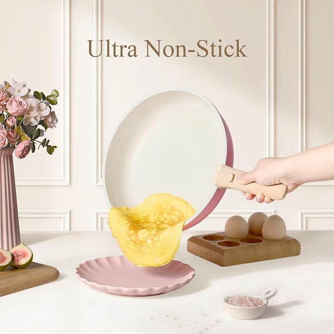 CAROTE 19pcs Pots and Pans Set Non Stick, Detachable Handle Cookware, Pink - Image 3