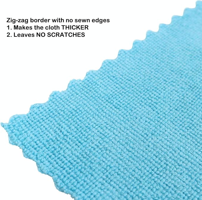 Arkwright SmartEdge Microfiber Cleaning Cloths - (Pack of 12) Thick Edge Less Dish Drying Towel for Car, Polishing, Washing, and Auto Detailing, 16 x 16 in, Blue - Image 3