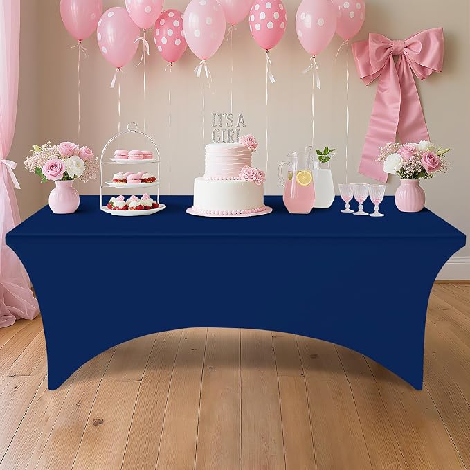 Smiry 5 Pack Spandex Table Cloth 6FT, Elastic Fitted Navy Tablecloth - Image 7