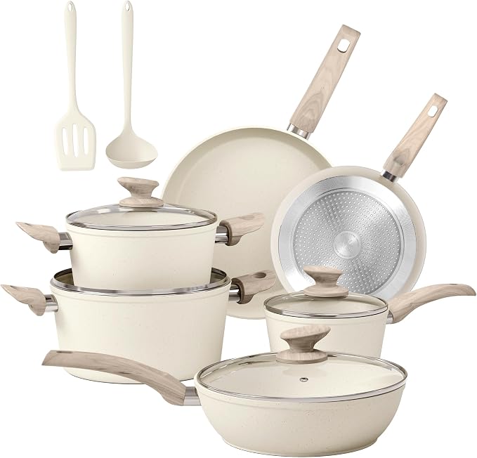 DishDelight Kitchen Pots and Pans Set, 12 Piece Cookware Sets Non Stick by DishDelight