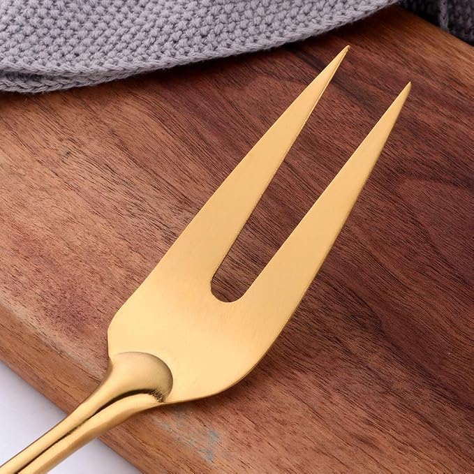 Gold Kitchen Utensil Set - 7 Pcs 304 Stainless Steel Cooking Utensils with Round Handles, Titanium Plated Cookware Tools, Including Spatula Ladle Spoon Fork, Kitchen Gadgets for Home Cooking - Image 5
