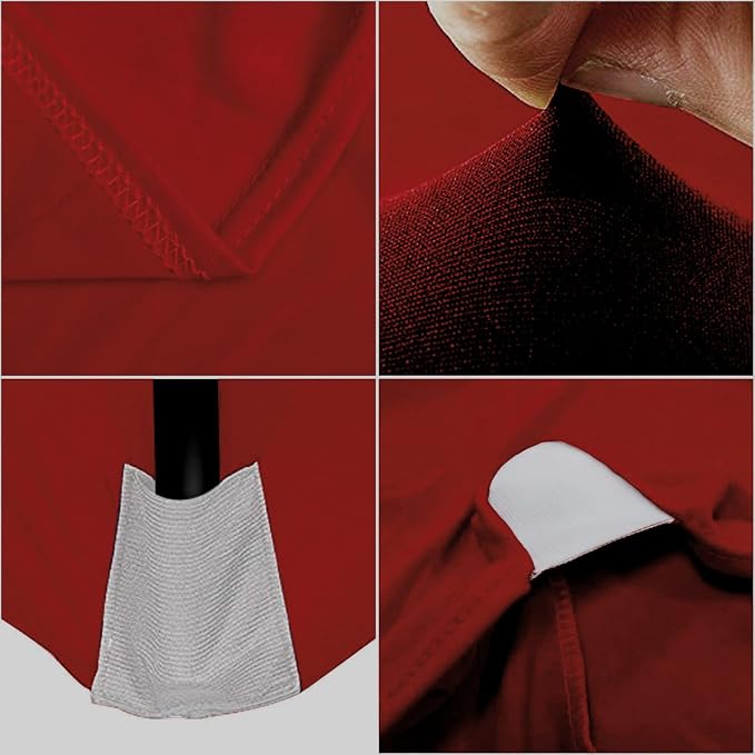 MDS® Pack of 5 Spandex Tablecloth 8FT Tight Fitted Stretch Table Cover – Washable Wrinkle-Free Reusable Elastic Patio Tablecloth for Wedding, Party, Banquet, Trade Show, Event Décor - Apple Red - Image 4