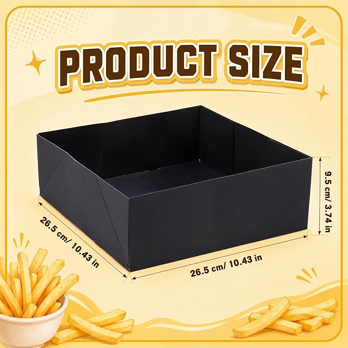 Teling 50 Pcs Kraft Paper Cardboard Food Trays Disposable Container, Black - Image 2