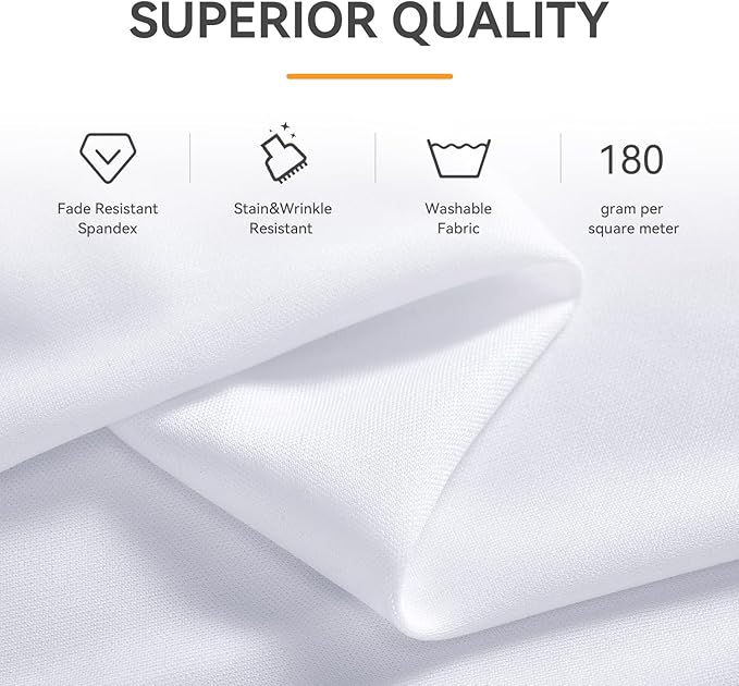 Spandex Tablecloth 8FT Rectangle Table Cover 4 Pack White Wrinkle-Free - Image 4