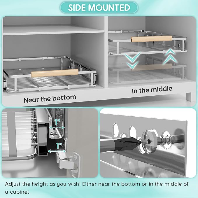 Expandable Pull Out Cabinet Organizer, 17.1-28" W x 22.5" D - Image 3