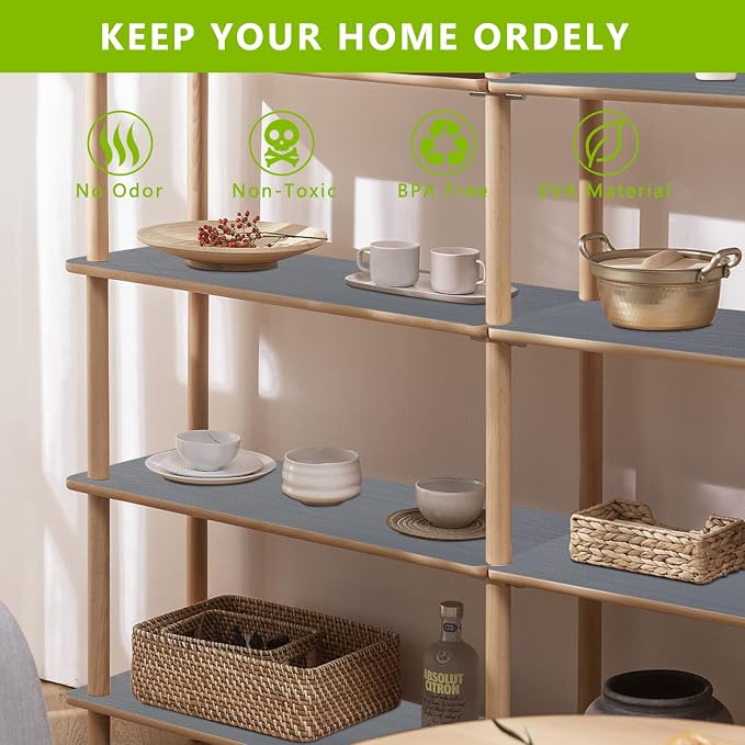Anze Non Adhesive Shelf Liner for Kitchen Cabinets, Gray, 11.8 x 157.5 in - Image 7