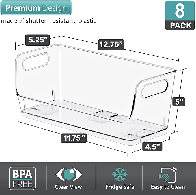 Sorbus Clear Pantry Organizer with Stackable Storage Bins, Open Front - Image 5