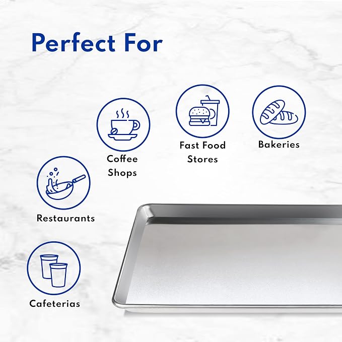 New Star Foodservice Heavy Duty Full Size Aluminum Sheet Pan, 16-Gauge Commercial Grade Aluminum Baking Pan, 18 x 26 x 1 Inch, Pack of 1 - Image 7