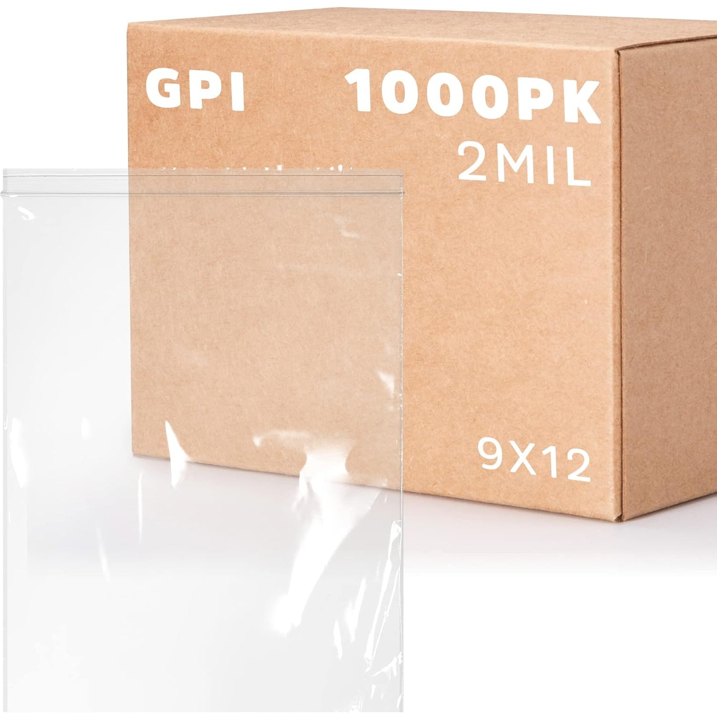 9 x 12 inches, 2Mil Clear Reclosable ZIP Bags, case of 1,000 GPI Brand