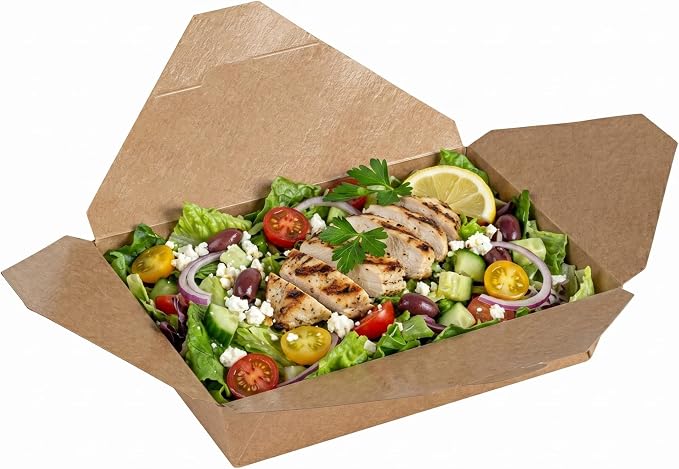 Restaurantware-Bio Tek 8.5 x 6.3 x 2 Inch Food Containers, 200 Durable Noodle Boxes - Disposable, Sustainable, Kraft Paper 49-Ounce Takeout Boxes, Rectangle, For Takeouts, Or Picnics - Image 6