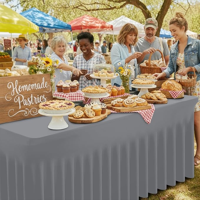 Moosfor Spandex Fitted Rectangle Tablecloth, Elastic Table Skirt - Image 8