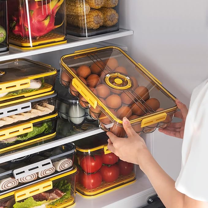 CottonColors Egg Holder 24 Container With Lids for Timer 2 pack | Refrigerator Stackable Storage Refrigerator Organizer - Image 6