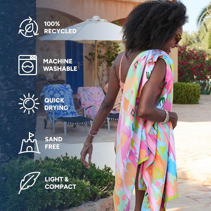 Dock & Bay Beach Towel - Quick Dry, Sand Free - Compact, Lightweight - 100% Recycled - Includes Bag - Ibiza Glow - Large (160x90cm, 63x35) - Image 2