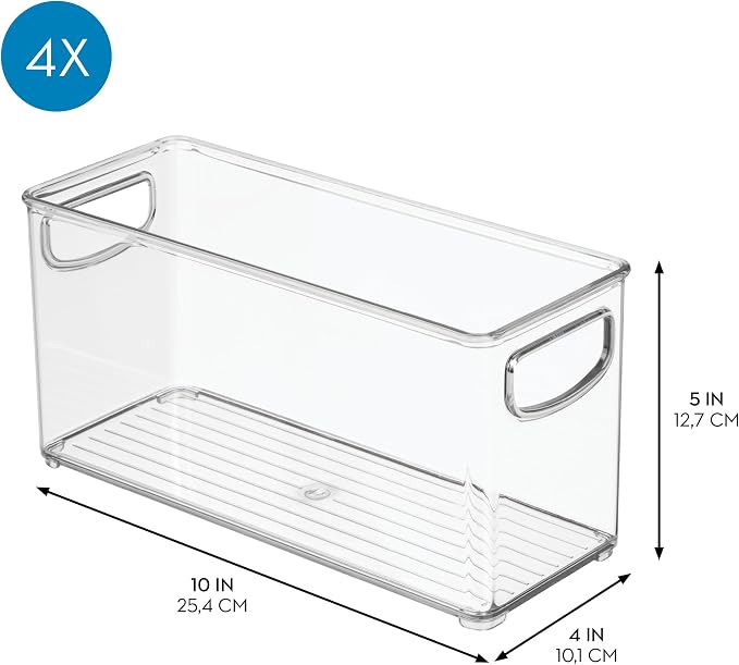 iDesign Slim Clear Plastic Stackable Storage Bin, Tall Narrow, 4-Pack | Kitchen or Pantry Organizer - Image 4
