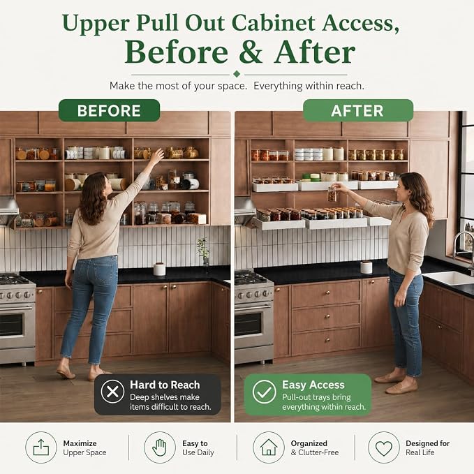 Fokyfok Pull out Cabinet Organizer,Expandable,Upper Cabinet,Kitchen - Image 4