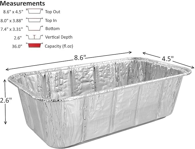 PACTOGO 2 lb. Disposable Aluminum Foil Loaf Pans w/Clear Low Dome Lids | Standard Size 8.5”L x 4.5”W 2.25" Deep | Heavy Duty Bread Container Tins for Baking, Food Storage & Takeout (Pack of 25) - Image 2